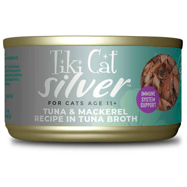 TIKI CAT® SILVER™ TUNA & MACKEREL RECIPE IN BROTH WET CAT FOOD 2.4OZ*3pk