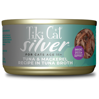 TIKI CAT® SILVER™ TUNA & MACKEREL RECIPE IN BROTH WET CAT FOOD 2.4OZ*3pk