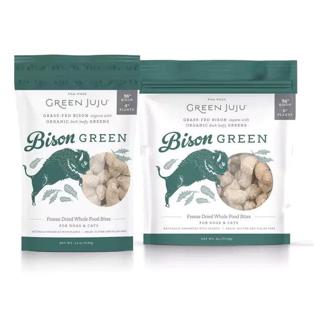 Green Juju Dog/Cat Freeze Dried Whole Food Bites Bison Green