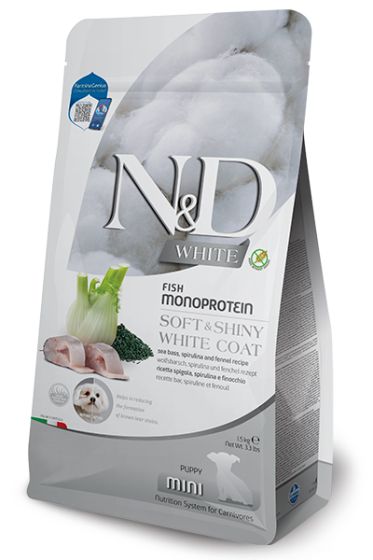 Farmina N&D White Coat Sea Bass, Fennel & Kelp Mini Puppy Food 1.5kg