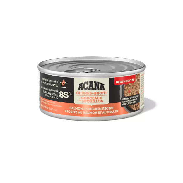 ACANA Chunks in Broth Cat Wet Food Salmon + Chicken Recipe 155g 3pk