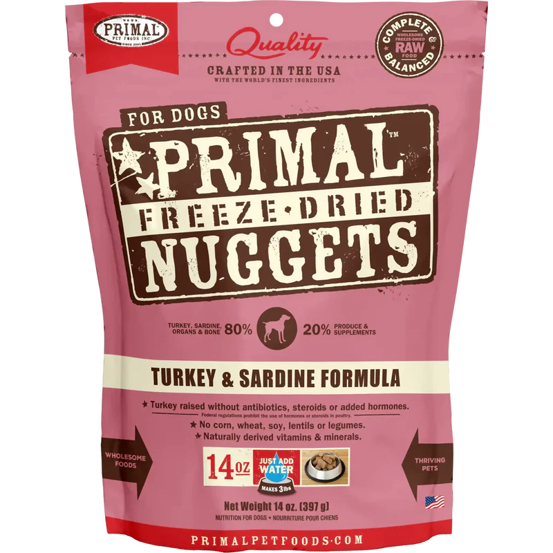 Primal Freeze Dried Turkey And Sardine Nuggets Dog