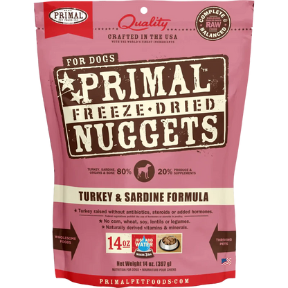 Primal Freeze Dried Turkey And Sardine Nuggets Dog