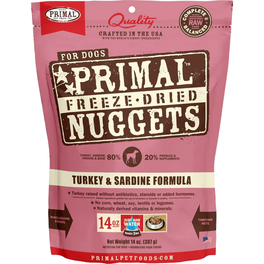 Primal Freeze Dried Turkey And Sardine Nuggets Dog