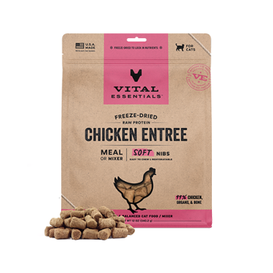Vital Essentials® Freeze-Dried Raw Protein Chicken Entree Meal or Mixer Soft Nibs Cat Food 12oz