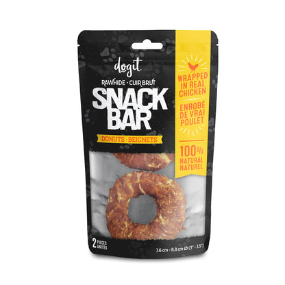 Dogit Snack Bar Rawhide - Chicken-Wrapped Donuts - 2 pcs (7.6 - 8.8 cm/3 - 3.5 in dia.)