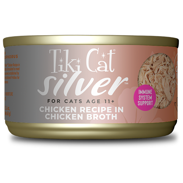 TIKI CAT® SILVER™ CHICKEN RECIPE IN CHICKEN BROTH WET CAT FOOD 2.4OZ*3pk