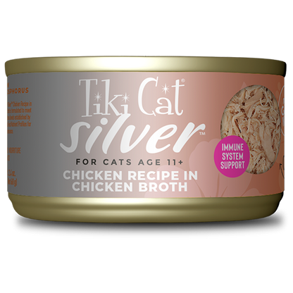 TIKI CAT® SILVER™ CHICKEN RECIPE IN CHICKEN BROTH WET CAT FOOD 2.4OZ*3pk