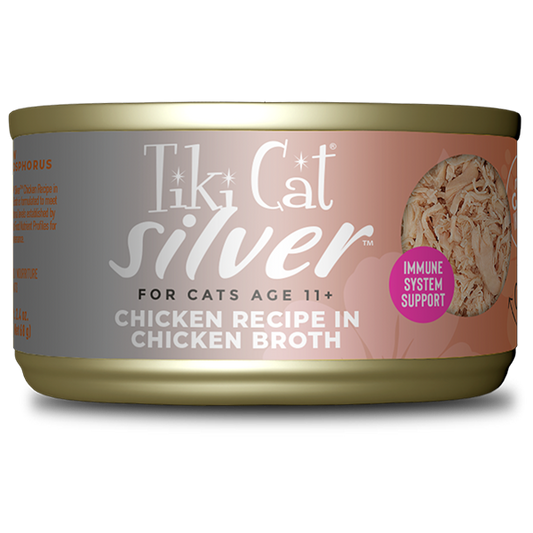 TIKI CAT® SILVER™ CHICKEN RECIPE IN CHICKEN BROTH WET CAT FOOD 2.4OZ*3pk