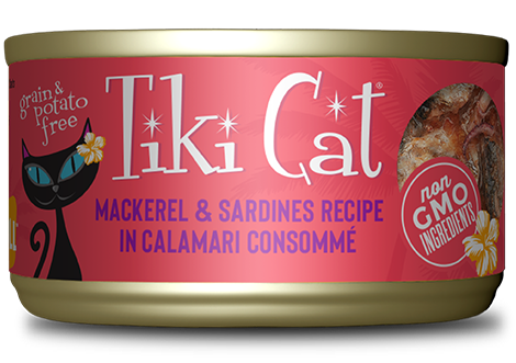 TIKI CAT® MACKEREL & SARDINES RECIPE IN CALAMARI CONSOMMÉ WET CAT FOOD