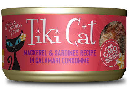 TIKI CAT® MACKEREL & SARDINES RECIPE IN CALAMARI CONSOMMÉ WET CAT FOOD