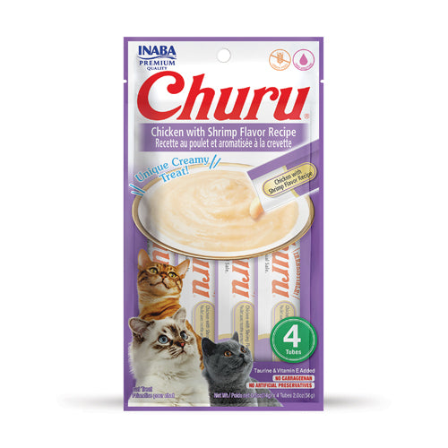 Inaba Cat Churu - Purées - Chicken with Shrimp Flavour Recipe 56g - 3pk