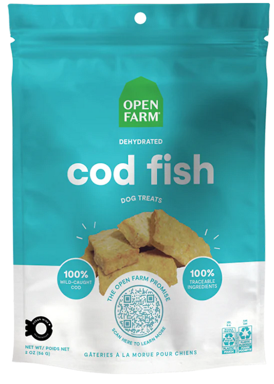 OPEN FARM® DEHYDRATED COD FISH DOG TREATS 2OZ