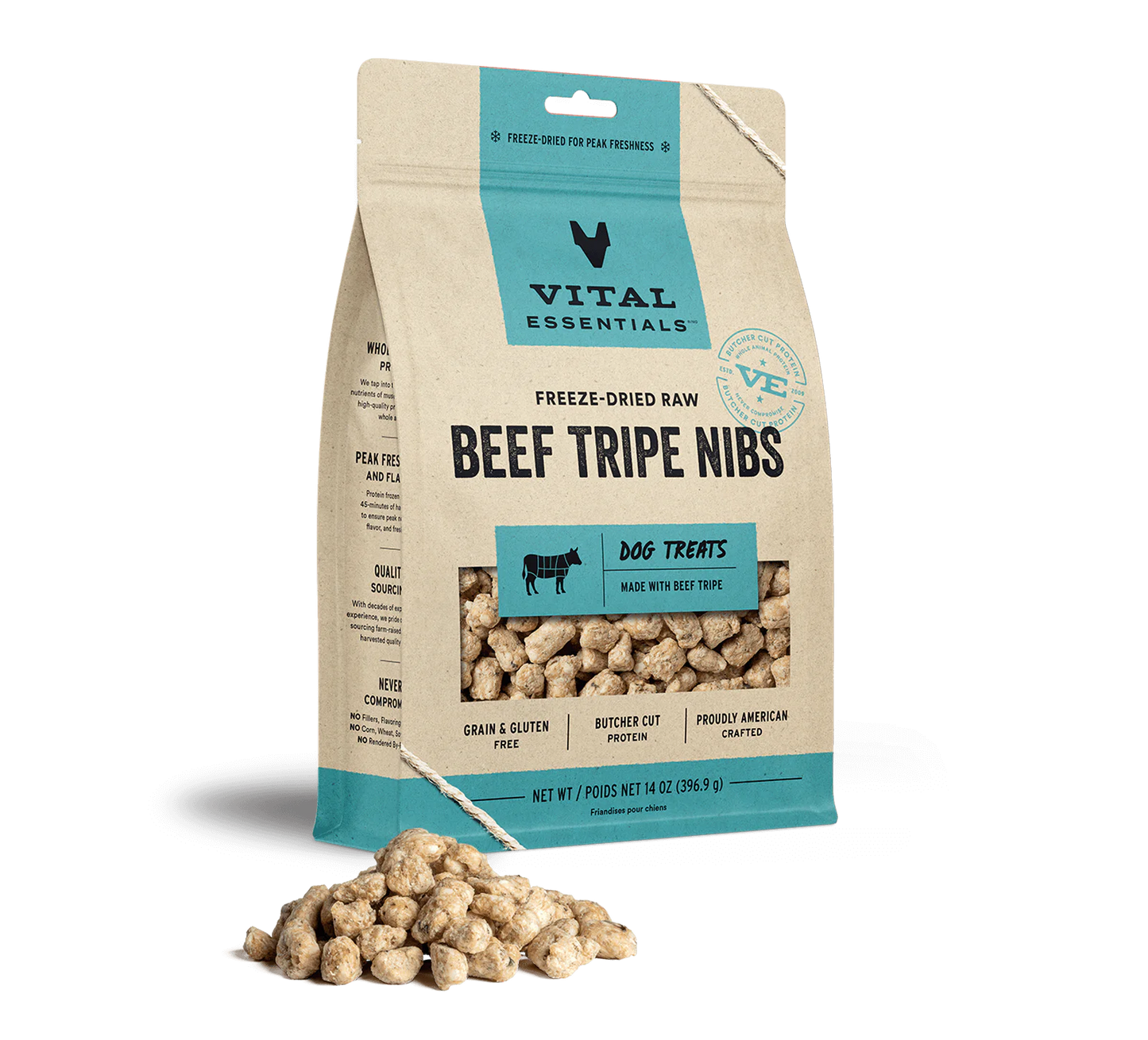 VE FDR Beef Tripe Nibs Dog Treats 14 oz