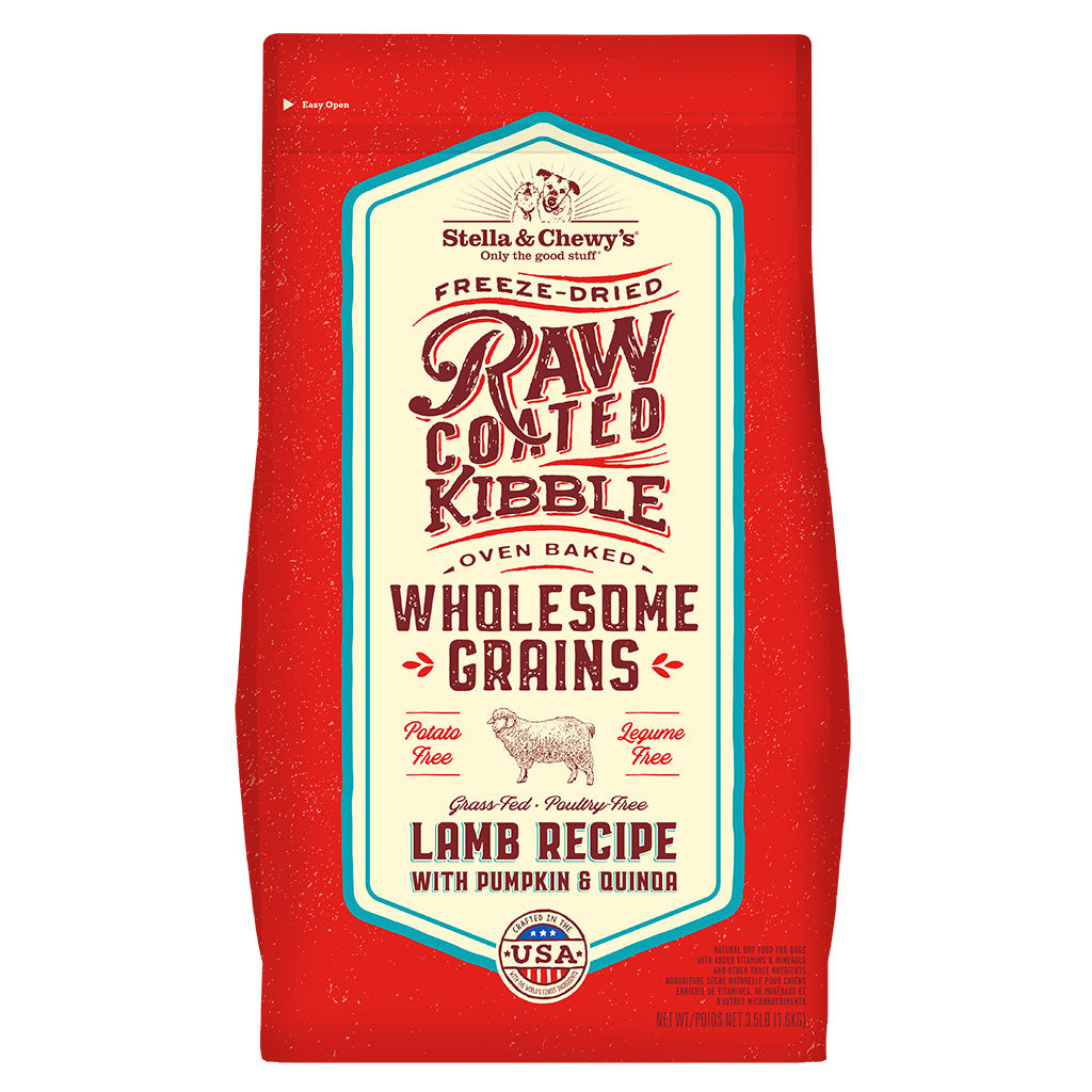 STELLA & CHEWY'S® GRASS-FED LAMB RECIPE WITH PUMPKIN & QUINOA RAW COATED KIBBLE WHOLESOME GRAINS DRY DOG FOOD