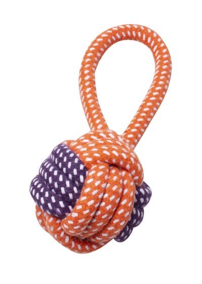 Bud'Z Rope Monkey Fist With Loop Orange And Purple Dog 7.5in 1pc