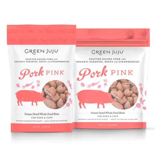 Green Juju Dog/Cat Freeze Dried Whole Food Bites Pork Pink