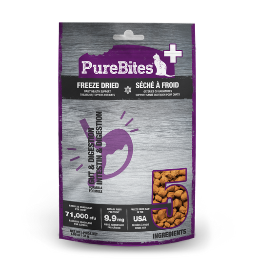 PUREBITES®+ GUT & DIGESTION FORMULA FREEZE DRIED DAILY HEALTH SUPPLEMENT FOR CATS 31G