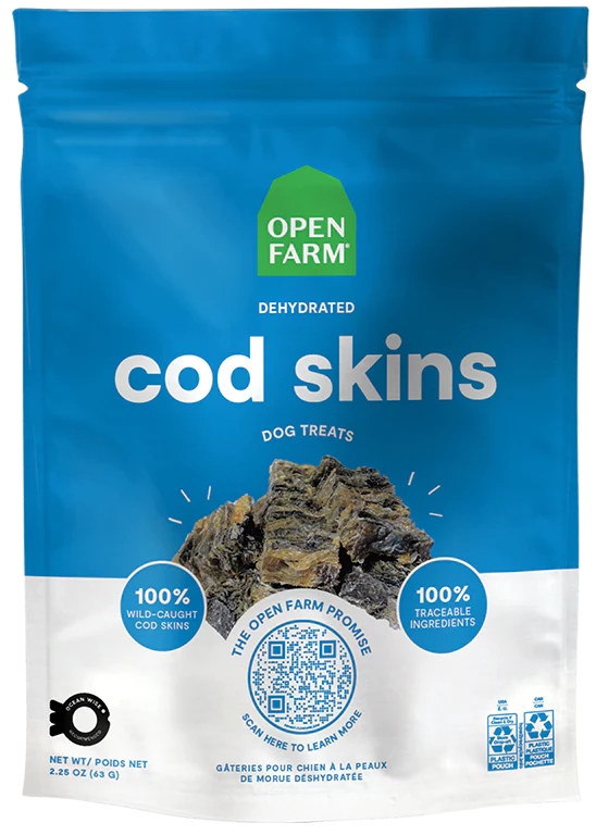 OPEN FARM® DEHYDRATED COD SKINS DOG TREAT 2.25 OZ