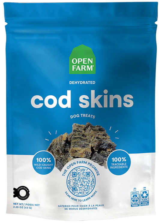 OPEN FARM® DEHYDRATED COD SKINS DOG TREAT 2.25 OZ