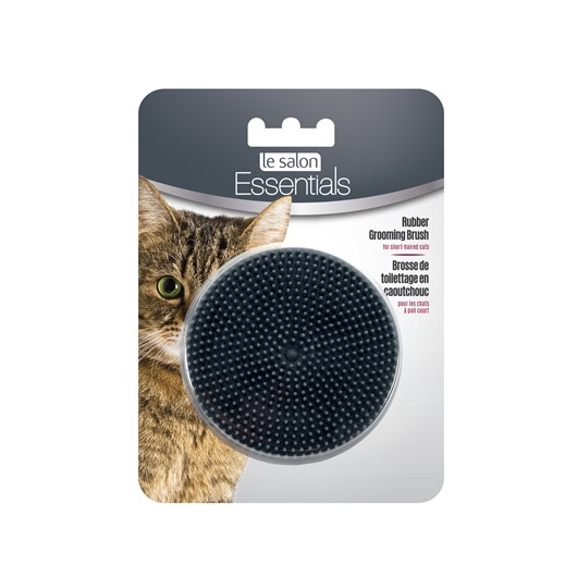 Le Salon Essentials Cat Round Rubber Grooming Brush - Charcoal - 7.6 cm (3 in) diameter