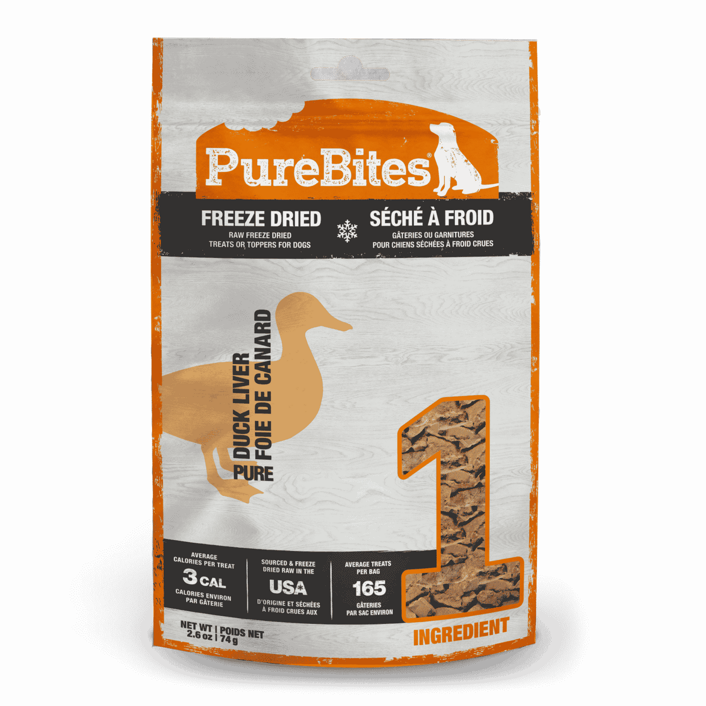 PUREBITES® DUCK LIVER FREEZE-DRIED DOG TREATS 74 GM