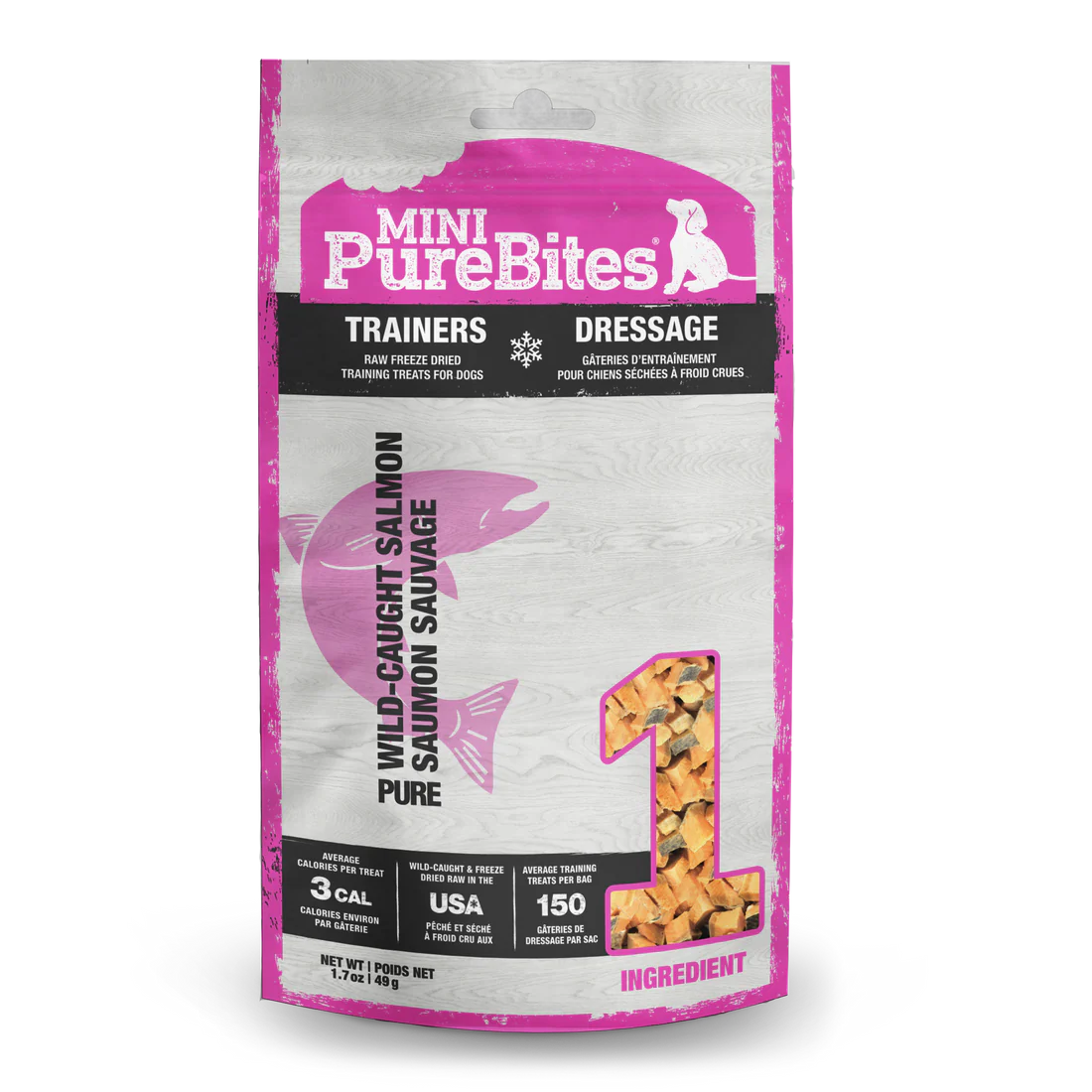 MINI-PUREBITES® TRAINERS WILD-CAUGHT SALMON FOR DOGS 49G