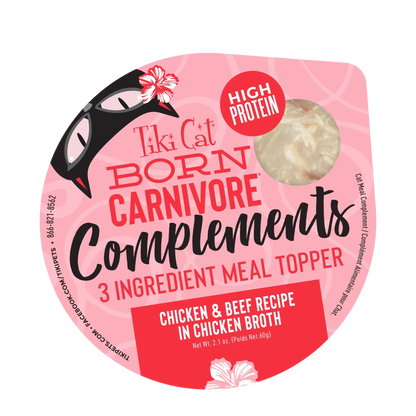 TIKI CAT® COMPLEMENTS CHICKEN & BEEF RECIPE IN CHICKEN BROTH WET CAT FOOD TOPPER 2.1OZ*3pk