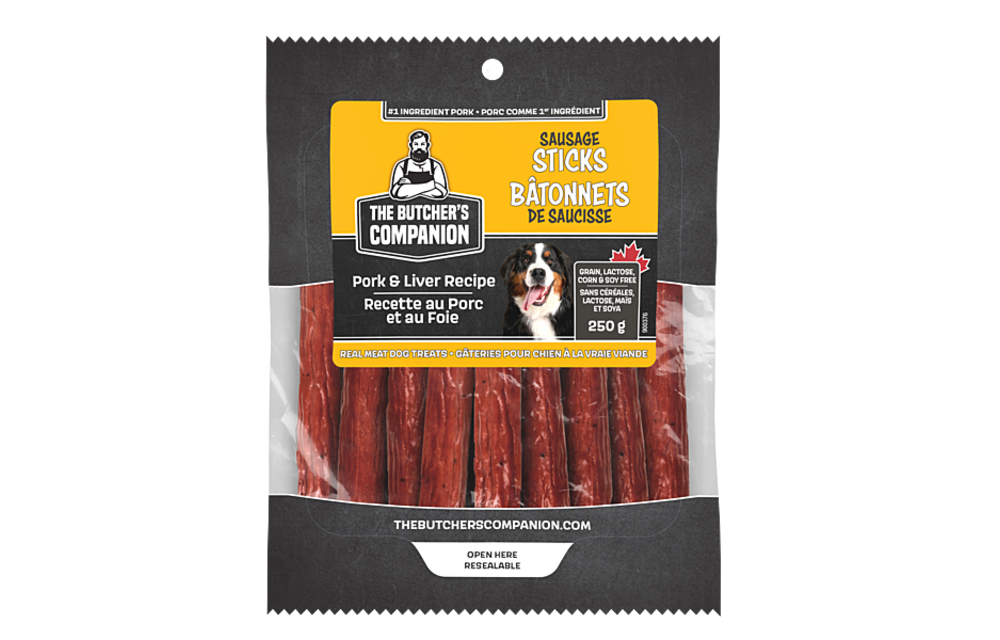 THE BUTCHER'S COMPANION SAUSAGE STICKS REAL MEAT DOG TREATS 200G