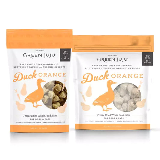 Green Juju Dog/Cat Freeze Dried Whole Food Bites Duck Orange