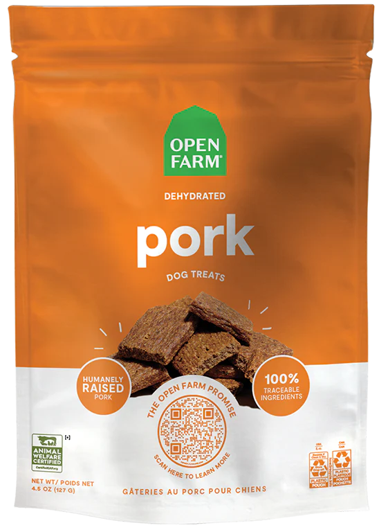 OPEN FARM® DEHYDRATED PORK DOG TREATS 4.5 OZ