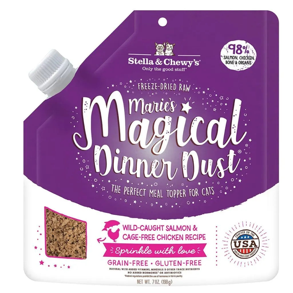 STELLA & CHEWY'S® MARIE'S MAGICAL DINNER DUST WILD-CAUGHT SALMON& CAGE-FREE CHICKEN FREEZE-DRIED TOPPER FOR CATS 7 OZ