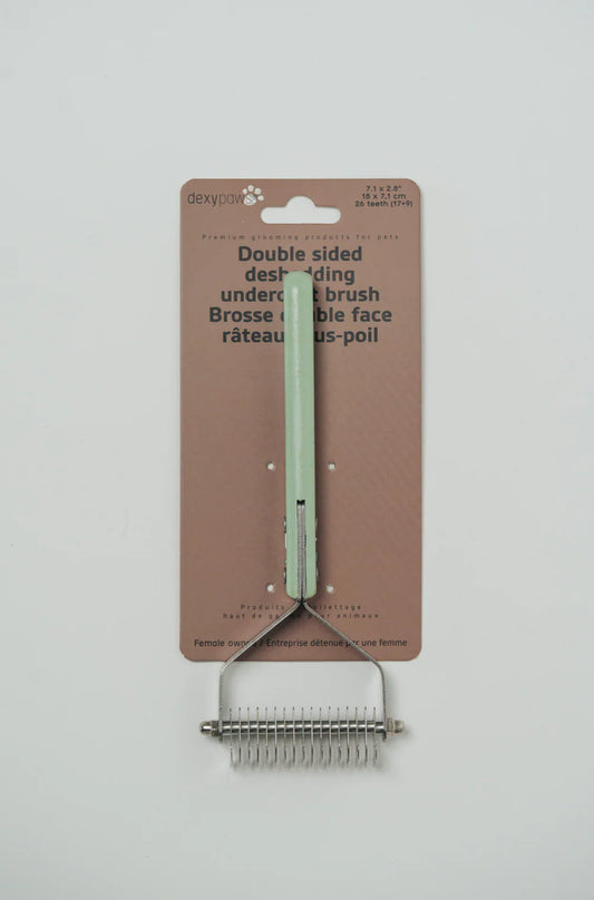 Dexypaws Double-Sided Metallic Deshedding Undercoat Brush For Pets