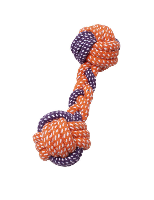 Bud'Z Rope Braided Dumbbell Orange And Purple Dog 8in 1pc