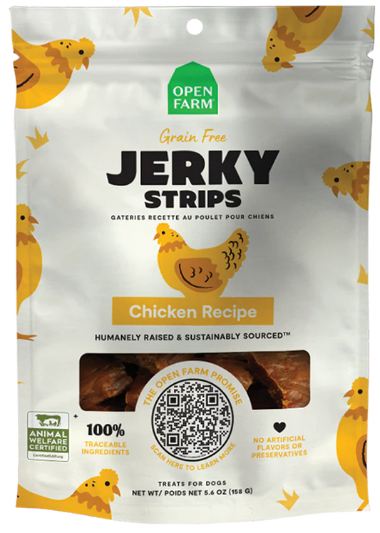 OPEN FARM® GRAIN FREE JERKY STRIPS CHICKEN RECIPE DOG TREAT 5.6OZ