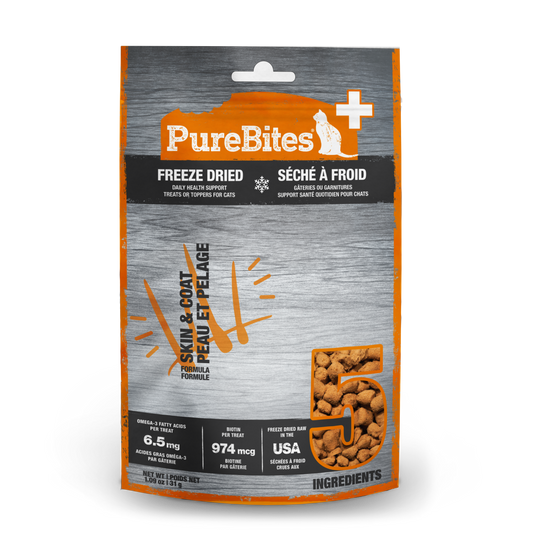 PUREBITES®+ SKIN & COAT FORMULA FREEZE DRIED DAILY HEALTH SUPPLEMENT FOR CATS 31G