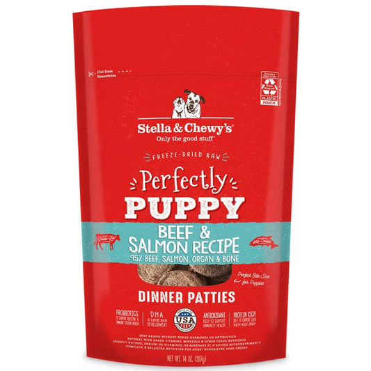 STELLA & CHEWY'S® PERFECTLY PUPPY BEEF & SALMON DINNER PATTIES FREEZE-DRIED RAW DOG FOOD