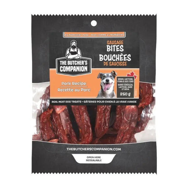 THE BUTCHER'S COMPANION SAUSAGE BITES REAL MEAT DOG TREATS 200G