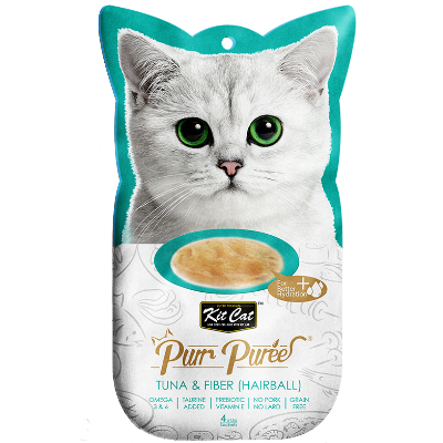 KIT CAT® PURR PURÉES® TUNA & FIBER (HAIRBALL) CAT TREAT 4 X 15GM