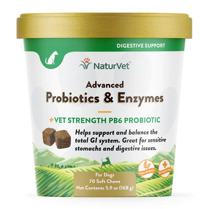 NATURVET® ADVANCED PROBIOTICS & ENZYMES PLUS VET STRENGTH PB6 PROBIOTIC (60CT) SOFT CHEWS FOR DOGS