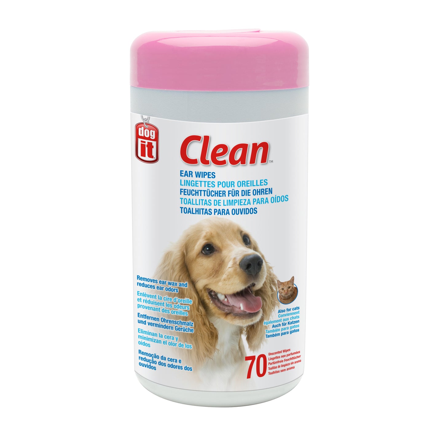 Dogit Clean Ear Wipes - 70 Unscented Wipes