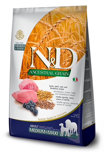 Farmina N&D Ancestral Grain Canine  Lamb & Blueberry Med/Maxi