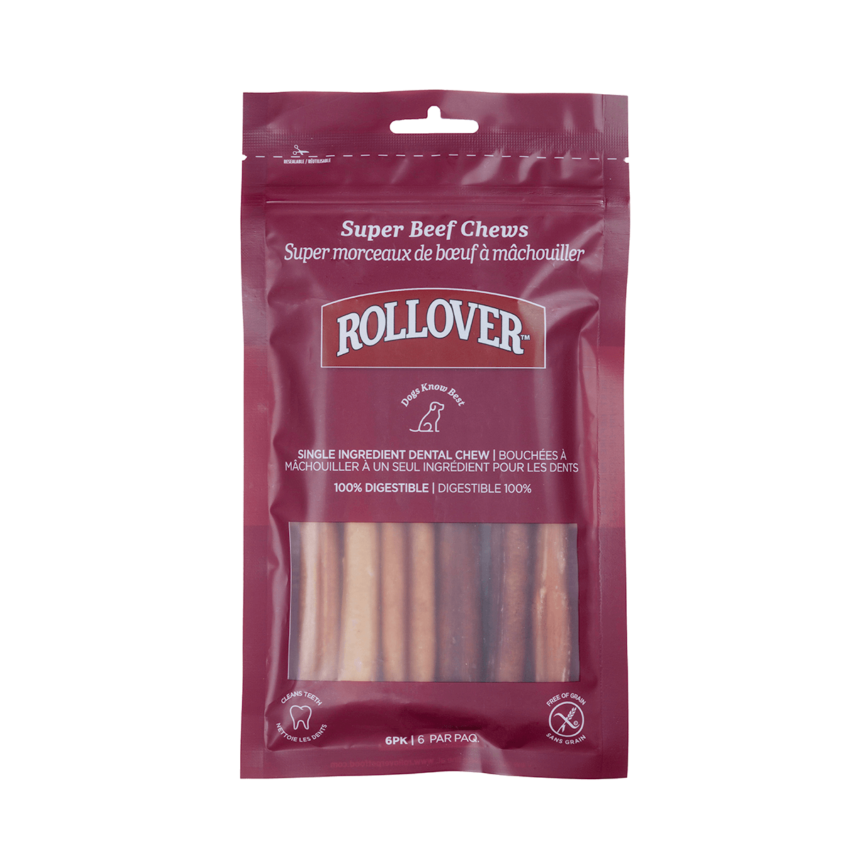 ROLLOVER© SUPER BEEF CHEWS DOG TREAT 6.5"