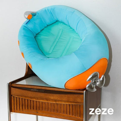 ZEZE Submarine Cool Sensation Bolster Dog Bed, Blue, Large
