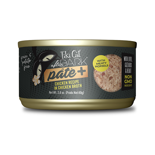 TIKI CAT® AFTER DARK® PÂTÉ+ CHICKEN RECIPE IN CHICKEN BROTH WET CAT FOOD 2.8OZ