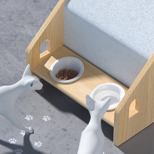 POPOCOLA Pine Wood Wooden Pet House （no bowls)