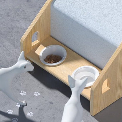 POPOCOLA Pine Wood Wooden Pet House （no bowls)