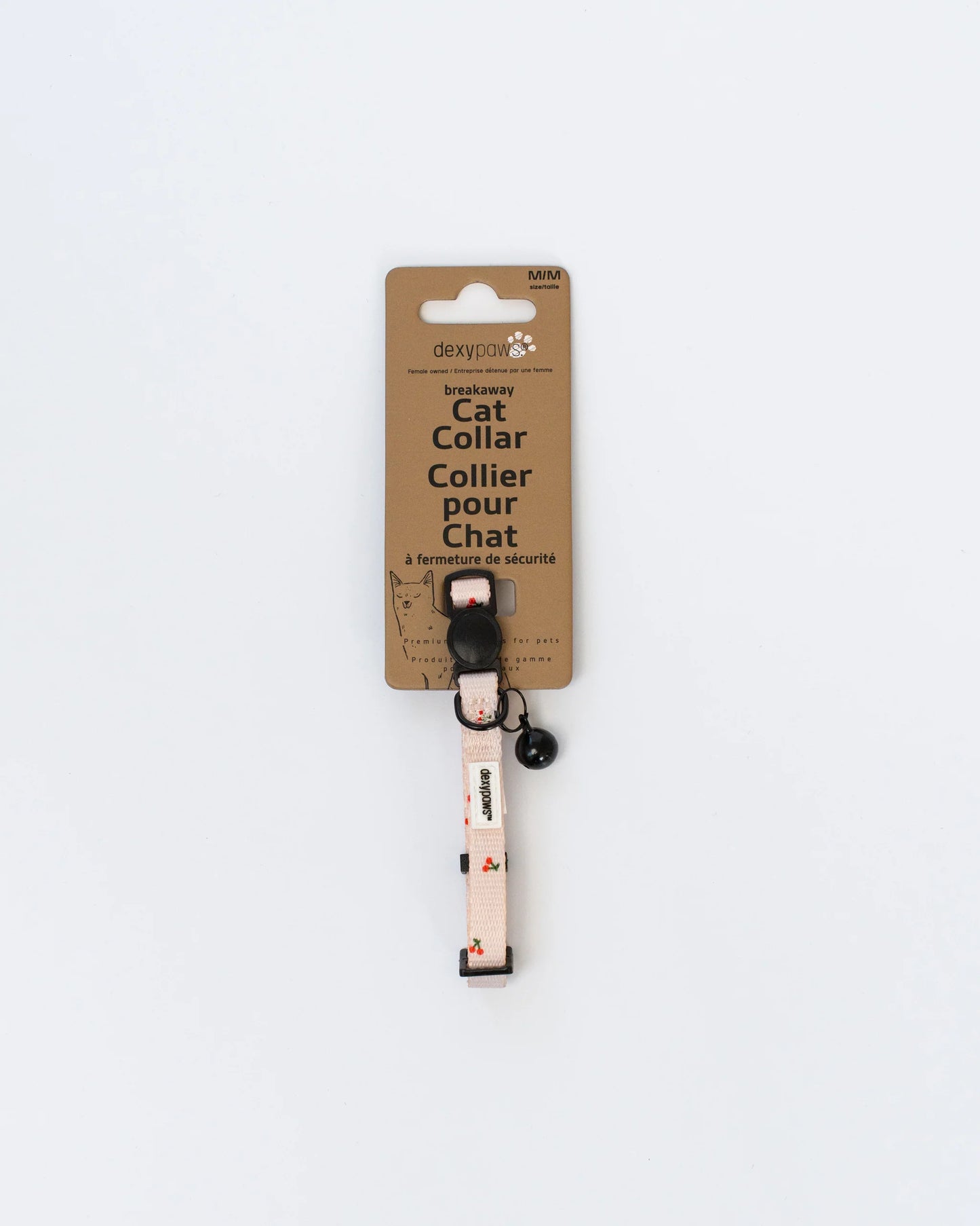 Dexypaws Polyester Dog Collar, Nude With Cherry Print