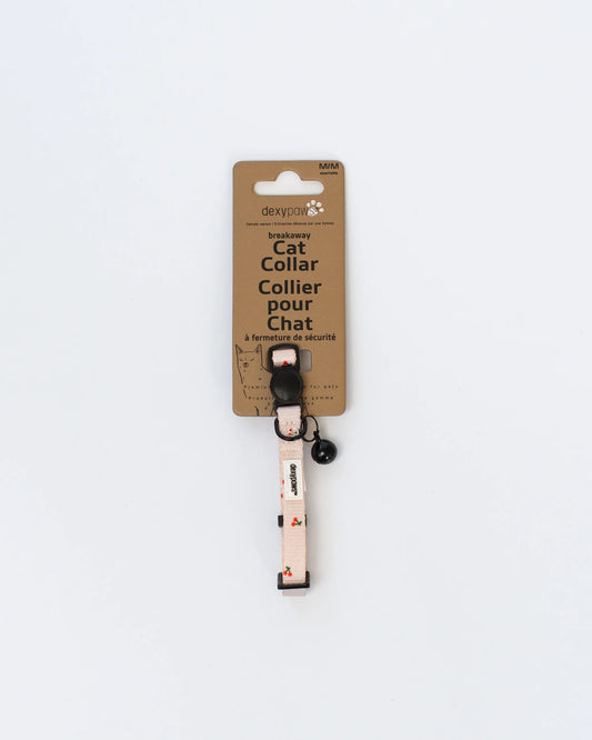 Dexypaws Polyester Dog Collar, Nude With Cherry Print