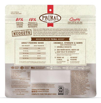 Primal Freeze Dried Venison Nuggets Dog